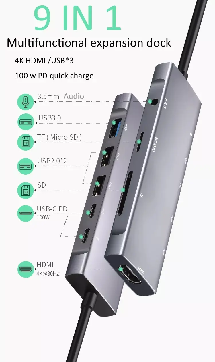 9 in 1 Type-C Hub Aluminum (3)